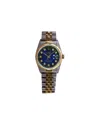 Rolex Mens Datejust 2 Tone Blue Diamond Dial 18k Fluted Bezel 36mm Watch 16233 In Multi