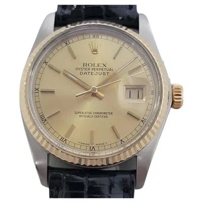 Pre-owned Rolex Mens  Oyster Ref 16013 Datejust 36mm 18k Ss Date Automatic 1980s Ra488b In Multi
