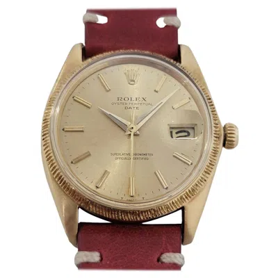 Pre-owned Rolex Mens  Ref 1503 Oyster Perpetual Date 18k Gold Automatic 1960s Rjc156r In Multi