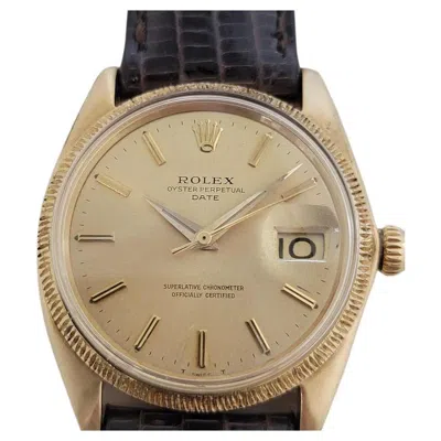 Pre-owned Rolex Mens  Ref 1503 Oyster Perpetual Date 18k Solid Gold Automatic 1960s Rjc156 In Multi