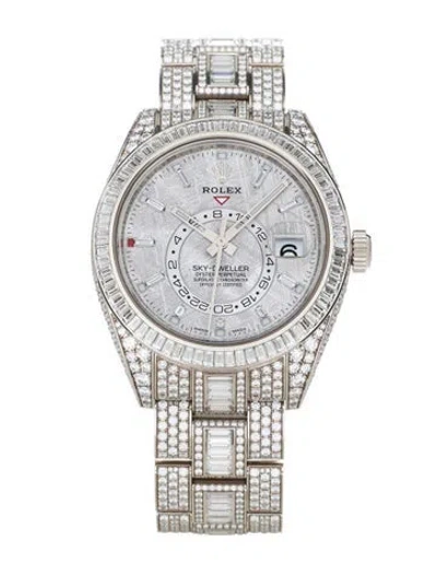 Pre-owned Rolex Meteorite Dial, Diamond Sky-dweller Watch, 42mm In Multi