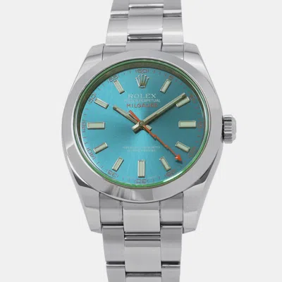 Pre-owned Rolex Milgauss 16400gv Automatic Blue Stainless Steel Men's Wristwatch 40 Mm