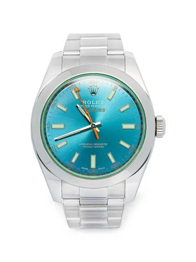 Pre-owned Rolex Milgauss 40mm Watch In Blue