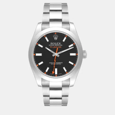 Pre-owned Rolex Milgauss Black Dial Steel Men's Watch 40 Mm