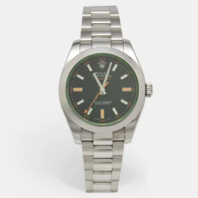 Pre-owned Rolex Milgauss M116400gv-0001 Black Dial Oystersteel Men's Wristwatch 40 Mm In Silver