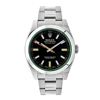 Pre-owned Rolex Milgauss Watch 40mm Black Index Hour Markers Dial Stainless Steel 116400
