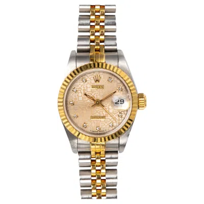 Pre-owned Rolex Mini Datejust 26mm 69173 Anniversary Diamond Dial Ss/yg 1995 In Multi
