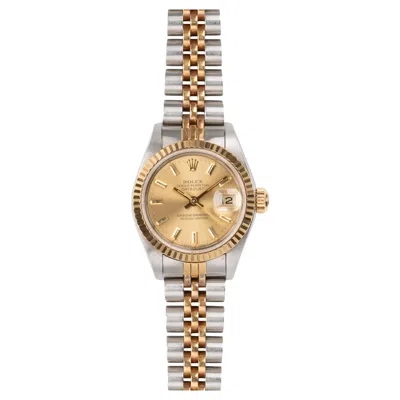 Pre-owned Rolex Mini Datejust 26mm 69173 Champagne Dial Tt Yg/ss 1987 In Multi