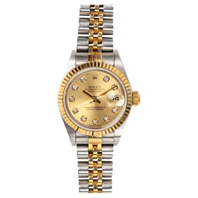 Pre-owned Rolex Mini Datejust 26mm 79173g Champagne Big Diamond Dial Ss/yg Box And Papers In Multi