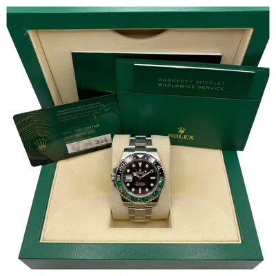 Pre-owned Rolex New 2024  Gmt-master Ii Sprite 40mm Steel Black Dial Watch 126720vtnr