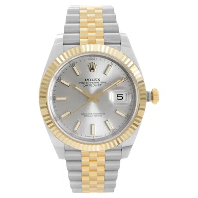 Pre-owned Rolex New 2025  Datejust 41 Mm Yellow Gold Steel Silver Dial Watch 126333
