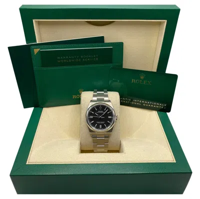 Pre-owned Rolex New 2025  Oyster Perpetual Steel Black Index Dial Automatic Watch 126000