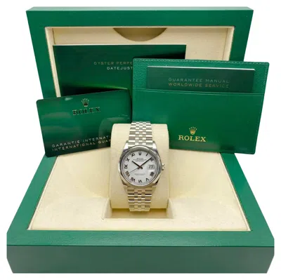 Pre-owned Rolex New  Datejust 126200 Jubilee Steel White Roman Dial Automatic Watch B&p
