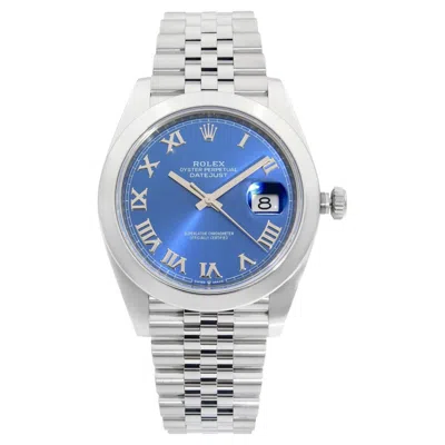 Pre-owned Rolex New  Datejust 126300 Jubilee Steel Blue Roman Dial Automatic Watch B&p