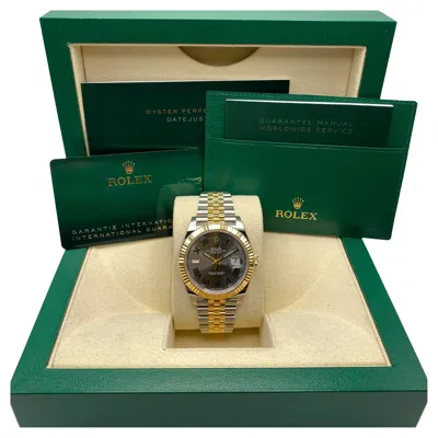 Pre-owned Rolex New  Datejust 126333 Yellow Gold Steel Wimbledon Dial Automatic Watch B&p