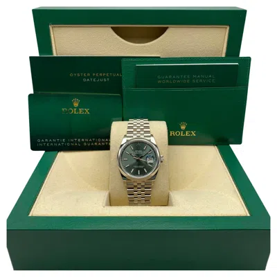 Pre-owned Rolex New  Datejust 36mm 126200 Steel Mint Green Dial Automatic Watch B&p