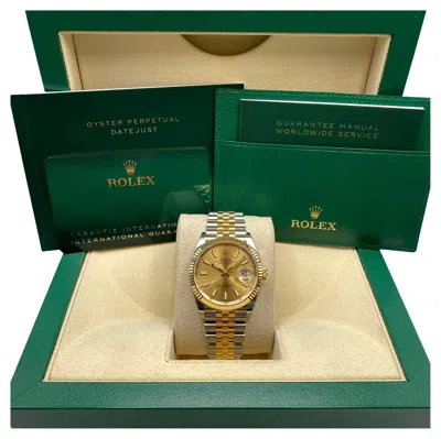 Pre-owned Rolex New  Datejust 36mm 126233 18k Yellow Gold Steel Champagne Dial Watch B&p