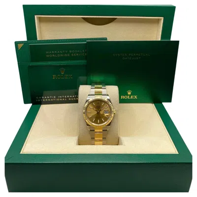 Pre-owned Rolex New  Datejust 36mm 126233 Steel Yellow Gold Champagne Dial Watch B&p