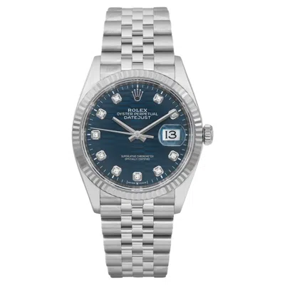 Pre-owned Rolex New  Datejust 36mm Jubilee Steel Blue Motif Dial Automatic Watch 126234