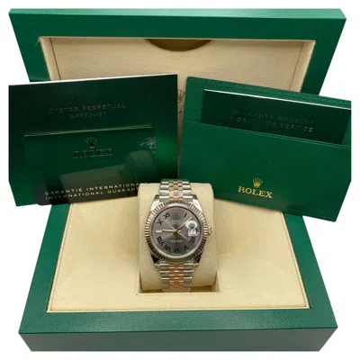 Pre-owned Rolex New  Datejust 41 126331 Wimbledon 18k Everose Gold Steel Dial Watch B&p In Multiple