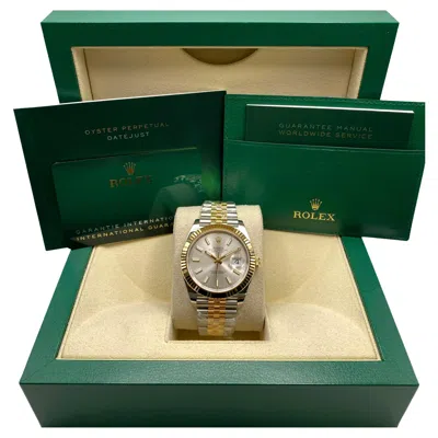 Pre-owned Rolex New  Datejust 41 126333 Yellow Gold Steel Silver Dial Automatic Watch B&p