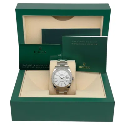 Pre-owned Rolex New  Datejust 41 Steel White Index Dial Automatic Watch 126300 B&p 2024