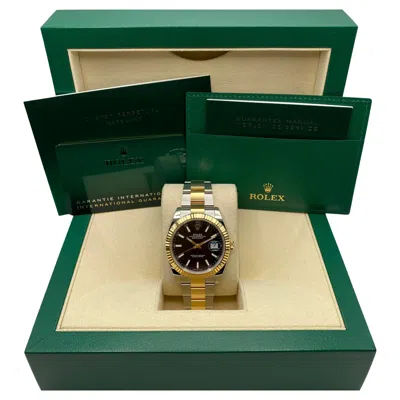 Pre-owned Rolex New  Datejust 41mm 126333 Yellow Gold Steel Black Dial Oyster Watch B&p