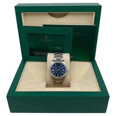 Pre-owned Rolex New  Oyster Perpetual 36mm Steel Blue Dial Automatic Mens Watch 126000 B&p