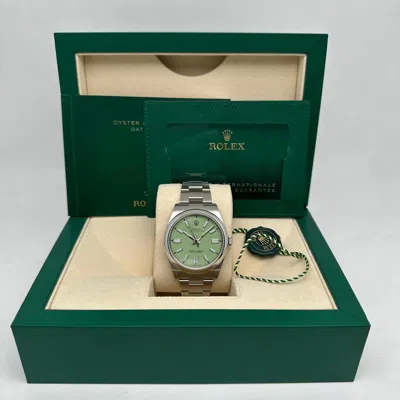 Pre-owned Rolex New  Oyster Perpetual 41mm 134300 Steel Pistachio Dial Watch Box Papers In Multi