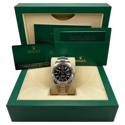 Pre-owned Rolex New  Sky-dweller Gold Steel Black Dial Oyster Band Automatic Watch 326934