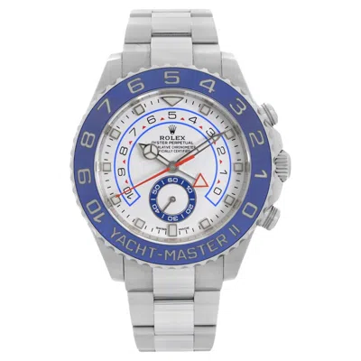 Pre-owned Rolex New  Yacht-master Ii 44mm Ceramic Steel White Dial Automatic Watch 116680