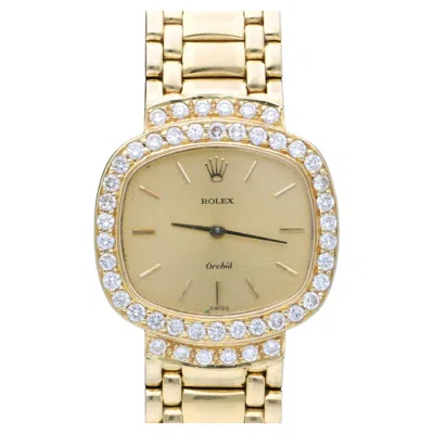 Pre-owned Rolex Orchid 2673 18k Gold 22mm Diamond Bezel 1989 Watch In Purple