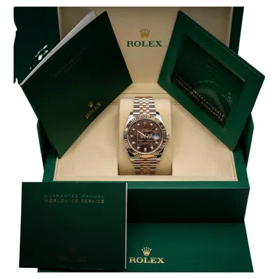 Pre-owned Rolex Oyester Perpetual Datejust 41mm Steel And Rose Gold With Box And Papers In Red