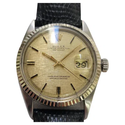 Pre-owned Rolex Oyster 1601 Datejust 36mm 18k Ss Linen Dial Mens 1960s Automatic Ra767 In Multi