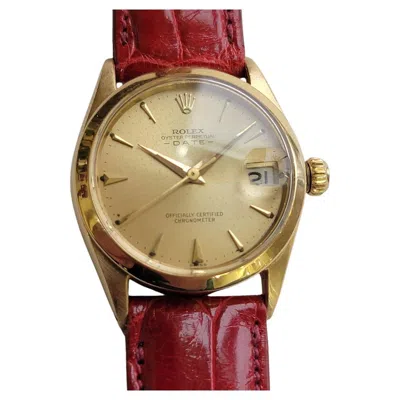 Pre-owned Rolex Oyster Date Ref 6624 18k Solid Gold 1960s Midsize 30mm Automatic Ra456r In Multi