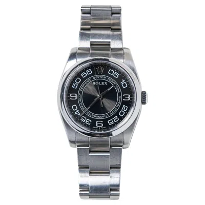Pre-owned Rolex Oyster Perpetual 116000 Black Concentric Dial 36mm Steel Automatic Watch