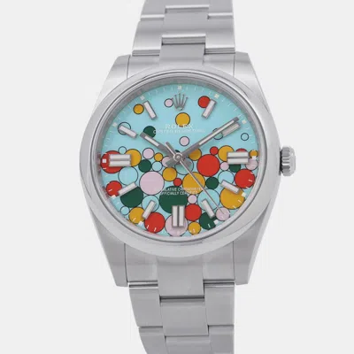 Pre-owned Rolex Oyster Perpetual 124300 Automatic Blue Stainless Steel Men's Wristwatch 41 Mm