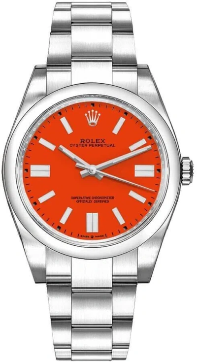 Pre-owned Rolex Oyster Perpetual 126000-0007 Red Dial 36mm Men's Or Women's Watch