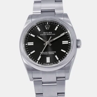 Pre-owned Rolex Oyster Perpetual 126000 Black Stainless Steel Automatic Men's Watches 36mm