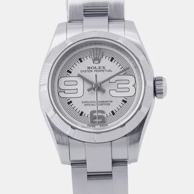 Pre-owned Rolex Oyster Perpetual 176210 Silver Stainless Steel Automatic Women's Watches 26mm