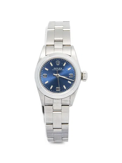 Pre-owned Rolex Oyster Perpetual 24mm Watch In Blue