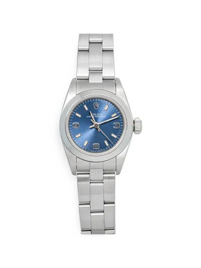Pre-owned Rolex Oyster Perpetual 26mm Watch In Blue