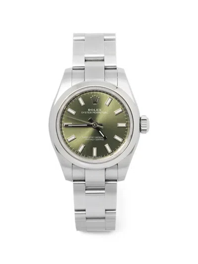 Pre-owned Rolex Oyster Perpetual 26mm Watch In Green