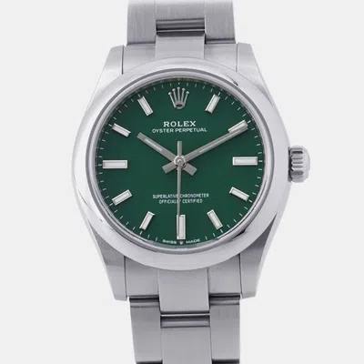 Pre-owned Rolex Oyster Perpetual 277200 Green Stainless Steel Automatic Women's Watches 31mm