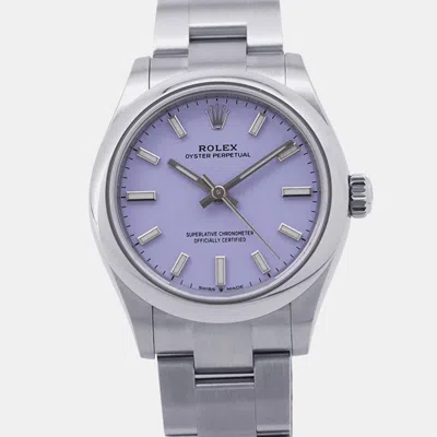 Pre-owned Rolex Oyster Perpetual 277200 Purple Stainless Steel Automatic Women's Watches 31mm