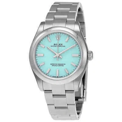 Pre-owned Rolex Oyster Perpetual 31 Automatic Chronometer Turquoise Blue Dial Ladies Watch