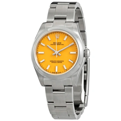Rolex Oyster Perpetual 31 Automatic Chronometer Yellow Dial Ladies Watch 277200ylso In Metallic