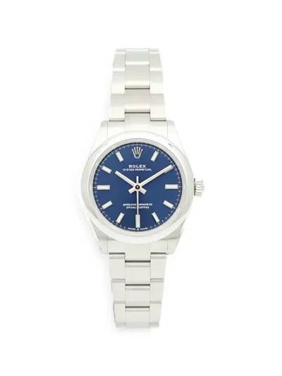 Pre-owned Rolex Oyster Perpetual 31mm Watch In Blue