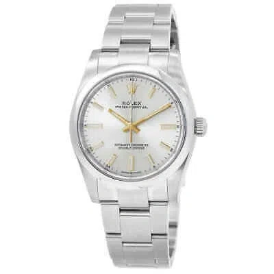 Pre-owned Rolex Oyster Perpetual 34 Automatic Chronometer Silver Dial Ladies Watch