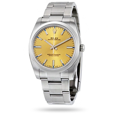 Rolex Oyster Perpetual 34 Champagne Dial Stainless Steel Bracelet Automatic Men's Watch 114200cso In Metallic